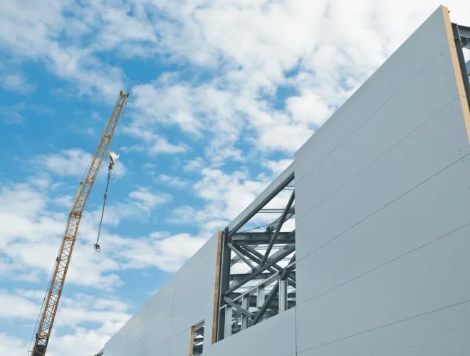 Modern insulated architectural metal panels installed on a commercial building
